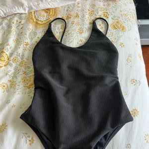 pacsun black ribbed one piece